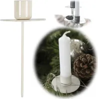 LS-LebenStil Metall Stabkerzenhalter Pastell Creme 12cm Spieß Kerzenständer Kerzenstecker Kerzenhalter Kerzenpicker Picker für Stabkerzen Adventskranz