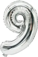 Balon foliowy 35 cm x 20 cm srebrny "9"