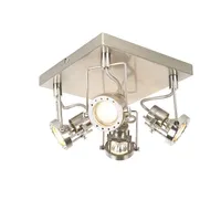 QAZQA - Industrie I Vintage I IndustrieSpot I Spotlight I Deckenspot I Deckenstrahler I Strahler I Lampe I Leuchte 4-flammig Spotbalken-flammig schwenkbar - Suplux I Wohnzimmer I Schlafzimmer - Stahl