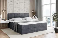 ALTDECOR Boxspringbett mit H4 Matratze und Topper - 200 x 200 cm - ARDENI - Dunkelgrau Samt - Polsterbett mit Bettkasten und Lattenrost, Bett mit Stauraum
