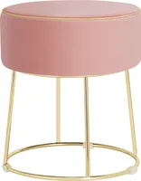 COSTWAY Velvet Rund Fußhocker Ottoman, Moderner Schminkhocker Sitzhocker mit Metallbasis, Dick gepolsterte Sitzfläche & Rutschfeste Fußpolster ROSA