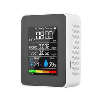 5 in 1 CO2 Kohlendioxid-Detektor CO2-Messgerät Formaldehyd HCHO TVOC-Tester LCD-Temperatur-Feuchtigkeits-Tester Wiederaufladbarer CO2-Alarmmesser fuer Zimmerbuero Gewaechshaus Lager