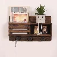 Schlüsselbretter, Hängend, mit 6 Schlüsselhaken, Dekorative Schlüsselbrett mit Briefkasten & Regal, für Flur, Schlüsselhalter aus Holz, Schlafzimmer