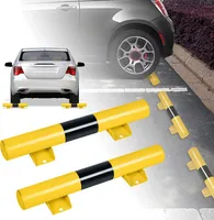 Radstopper 2er Metall Parkstopper Parkplatzbegrenzung 60x13x9cm Parkplatzmarkierung mit Dehnschraube Parkplatzsperre Schwarz und Gelb (Metall-Typ) CEEDIR