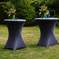 2er Set Stehtischhusse Stretch anthrazit Partytisch Bistrotisch 80cm