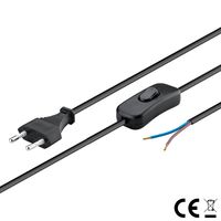 Kabel mit Eurostecker zum Konfektionieren - mit Schalter, 1,5 m, Schwarz