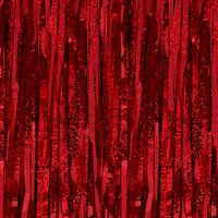 Oblique Unique Lametta Vorhang 99x200 cm Deko für Weihnachten Silvester Geburtstag Deko Fasching Karneval - irisierend rot