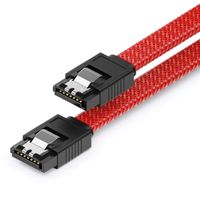 deleyCON 30 cm SATA 3 Kabel Nylon 6 Gbit/s Datenkabel SATA III Anschlusskabel Serial ATA Verbindungskabel für Mainboard & Festplatte HDD SSD 2 S-ATA L-Stecker Gerade Rot
