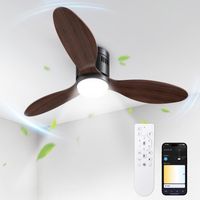 stropní ventilátor 132 cm 6-rychlostní stropní ventilátor se světlem APP s plynulým stmíváním - hnědý