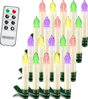 DEUBA® LED Weihnachtsbaumkerzen Kabellos 20er Set Bunt Batterie Timer Christbaumkerzen Tannenbaumkerzen Lichterkette Weihnachtsbaum Beleuchtung