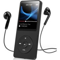 AGPTEK MP3 Player Bluetooth 5.0 Sport 32GB mit 1,5 Zoll TFT Farbbildschirm, Mini Musik Player mit Clip, Unterstützt bis 128GB SD Karte, mit unabhängiger Lautstärketaste, FM Radio, Schrittzähler
