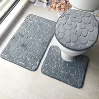 3 Stück Badezimmer Teppich Matten Set Toiletten Deckel Abdeckung Weihnachte  J3d2