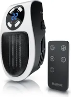 Brandson 500W Steckdosen Heizlüfter, Mini Keramikheizgerät mit Fernbedienung, Überhitzungsschutz, Automatische Abschaltung, Schwarz
