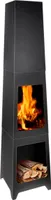 BBQ Collection Terrassenofen Feuerstelle 36 x 36 x 150 cm - Gartenkamin für Brennholz - Gartenofen mit Ascheauffangbehälter und Holzablage - Terassenofen Außen - Kohlenstoffstahl