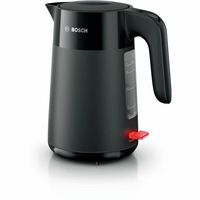 Bosch Wasserkocher TWK2M163 schnurlos 1,7 l 2.400 Watt 360 Grad Anschluß-Sockel Deckelöffnung per Knopfdruck Wasserstandsanzeige Schwarz