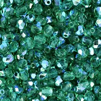Broušené korálky 4mm Emerald AB - 45 ks