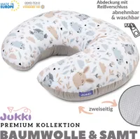 JUKKI® Stillkissen + Bezug SET Baumwolle & MINKY SAMT  Multifunktional 3in1 Schwangerschaftskissen Lagerungskissen Fütterungskissen [VeryMorning]