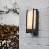 Lutec LED Sensor-Außenwandleuchte Qubo anthrazit IP54