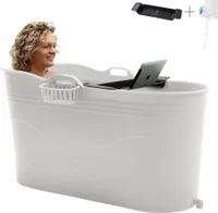 HelloBath® - vědro do vany XL (Comfort) - Bilà - 125 cm, sedací vana pro dospělé, ledová koupel - vypouštěcí hadice, vanová deska a baterie