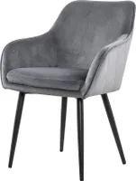 SalesFever Esszimmerstuhl | Stoffbezug in Samt-Optik | höhenverstellbares Metallgestell | Diamantsteppung | B 61 x T 60 x H 85 cm | grau – schwarz