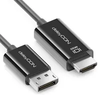 deleyCON 2m DisplayPort auf HDMI Kabel - 4K@60Hz UHD 3840x2160 HDCP - DP Stecker auf HDMI Stecker - für TV Beamer Laptop Monitor - Schwarz