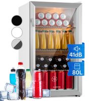 Klarstein Mini Kühlschrank mit Glastür, Mini-Kühlschrank für Zimmer, Getränkekühlschrank Klein mit Verstellbaren Ablagen, Kleiner Kühlschrank 80 Liter, Indoor/Outdoor Kühlschrank Leise