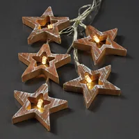 10-tlg. LED-Lichterkette mit Holzsternen