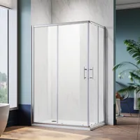 SONNI Eck Duschkabine 100x76x195cm Doppel Schiebetür Duschabtrennung aus 5 mm ESG-Sicherheitsglas