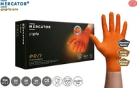 Nitrilhandschuhe puderfrei latexfrei 2-3x dicker Diamanttextur MERCATOR GoGrip, Größe:M - 500 Stück, Farbe:GoGrip Orange