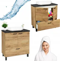 Stamar | Badezimmerschrank, Hochwertiges Badezimmermöbelset, mit Waschbecken, 80 cm, Eiche Gold