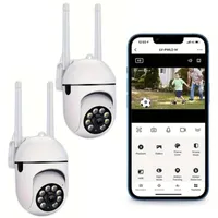 BOYKEEP 2 Stück Überwachungskamera 2,4 GHz WLAN 360 ° Schwenk-/Neigekamera Außenbereich, Farbnachtsicht, Bewegungserkennung, 2-Wege-Audio, Micro SD