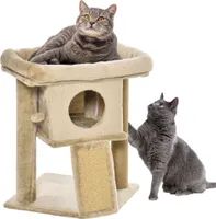 PawHut Kratzbaum 57 cm Kleiner Katzenbaum mit Katzenhöhle, Liegeplattform, Katzenkratzbaum mit Kratzbrett, Spielball, Katzenmöbel für Katzen bis 5 kg, Kaffee