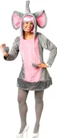 O1027-34-36 grau-rosa Damen Elefanten Kleid Gr.34-36