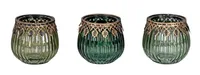 3er Set Orientalische Teelichthalter Grün Gold Glas Retro Tischdeko Windlicht