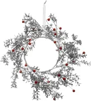 Adventskranz, silbern, Kunststoff, Ø 44 cm