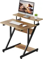 Dripex Schreibtisch Computertisch Stabiler Z-förmiger Arbeitstisch PC Laptop Tisch Home Office mit Ablage 70 x 60 x 79cm (Dunkelbraun)