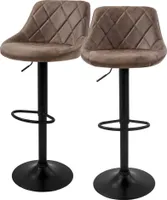 ML-Design sada 2 barových stoličiek Barová stolička otočná o 360°, čalúnená barová stolička s operadlom a opierkou na nohy, 62-82 cm