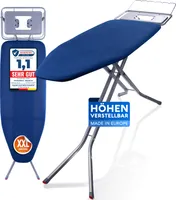 SCHWANFELD® Premium XXL Bügelbrett 122x44cm Bügelfläche [EXTRA STABIL & HÖHENVERSTELLBAR] - Bügelbrett für Dampfbügelstation - Bügeltisch mit rutschfesten Füßen - Ironing Board mit Ablage ( EU)