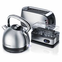 Arendo Frühstücks Set in Edelstahl Design - Toaster /  Wasserkocher / Eierkocher