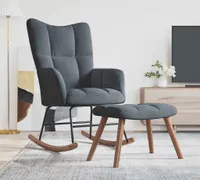 vidaXL Schaukelstuhl mit Hocker Samt Dunkelgrau