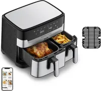 Tefal Dual Easy Fry & Gril EY905D Double 8,3 L Samostatná 2700 W Teplovzdušná fritéza Nerezová oceľ
