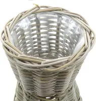 VAN DER LEEDEN Rattan Übertopf Grau konisch mit Folienauskleidung Ø 29 cm