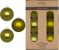 Weihnachtskugeln Glas 10cm 6 Stück - Green Olives