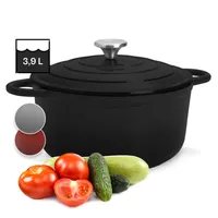 Toci Bräter aus Gusseisen für Induktion, 3,9L Emaillierte Schmortöpfe mit Deckel, Schmortopf Klein Backofengeeignet, Gusseiserner Bräter für Backofen, Spülmaschinenfester Emaille Topf, Dutch Oven