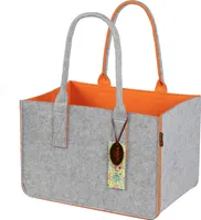 RAIKOU KULT Filz-Tasche Hochwertige Einkaufstasche, Strandtasche，Badetasche, Henkeltasche，Zeitungskorb, Filzkorb,   Grau/Orange