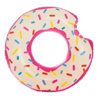 pink Donut mit Biss Schwimmring Schwimmreif Luftmatratze Schwimmkissen für Pool 10x XXL Aufblasbarer angebissener braun 10er Set Getränke uvm. mit 10x aufblasbaren Getränkehalter für Cocktails