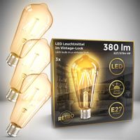3x LED Leuchtmittel Filament Vintage Industrie Lampe E27 Retro Glühbirne ST64 4W