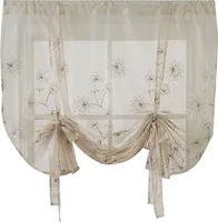 Polyester Blumendruck Küche Volant drapieren kurzes Vorhangfenster Home Decor ， Beige