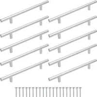 10 Stück Möbelgriffe R128 Relinggriffe Silber Lochabstand 128mm + Schrauben