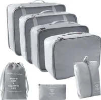 7-teilig Koffer Organizer Set Packwürfel Kofferorganizer Reise Organizer Set Reisegepäck (Grau)